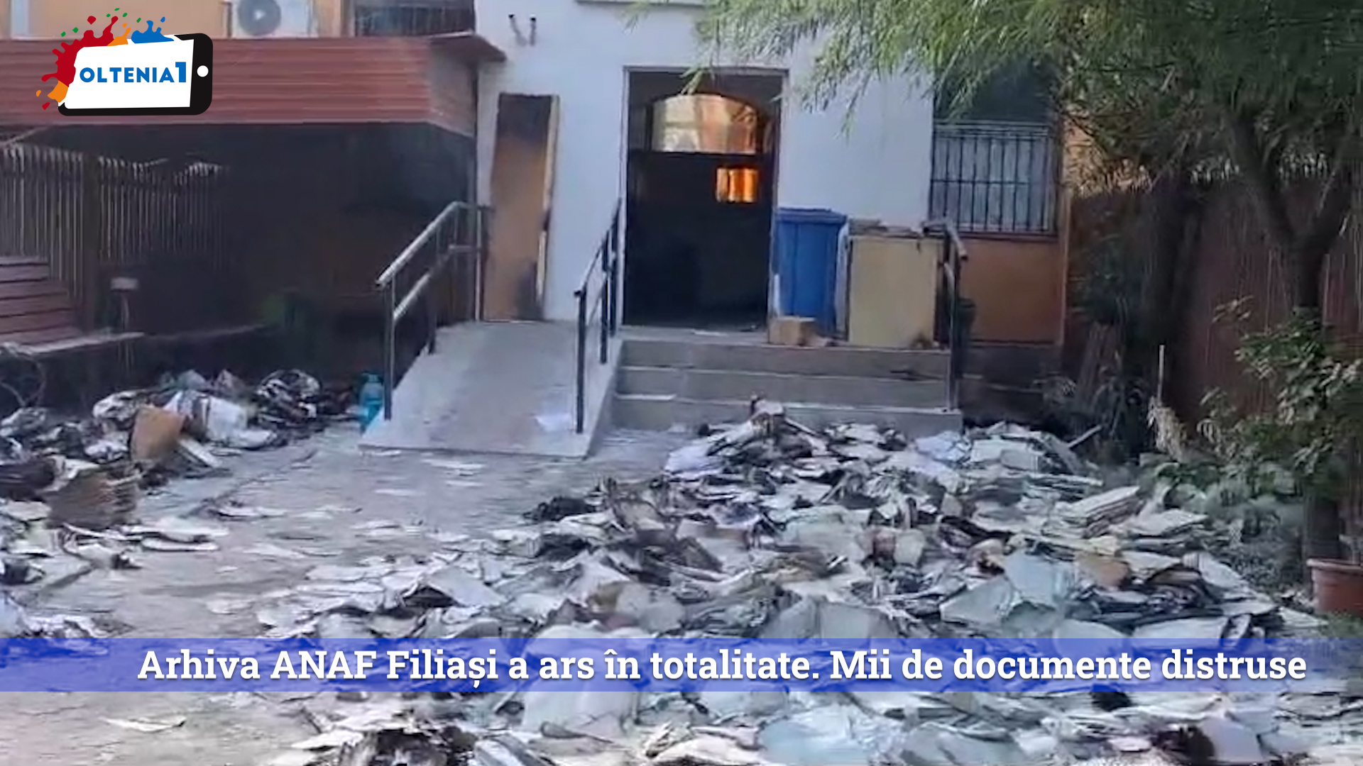 Arhiva ANAF Filiași a ars în totalitate. Mii de documente distruse