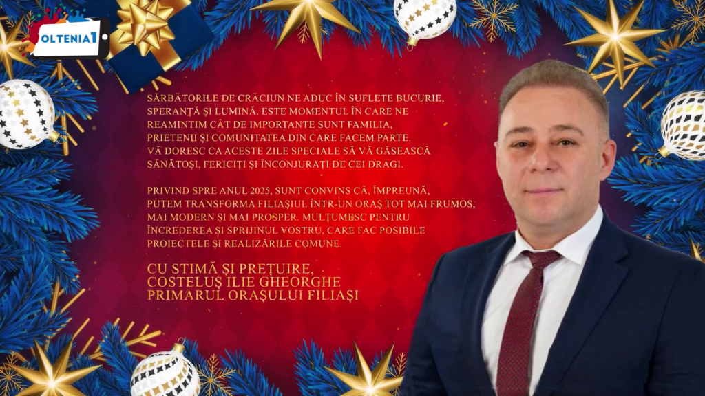 Privind spre anul 2025, sunt convins că, împreună, putem transforma Filiașiul într-un oraș tot mai frumos, mai modern și mai prosper.