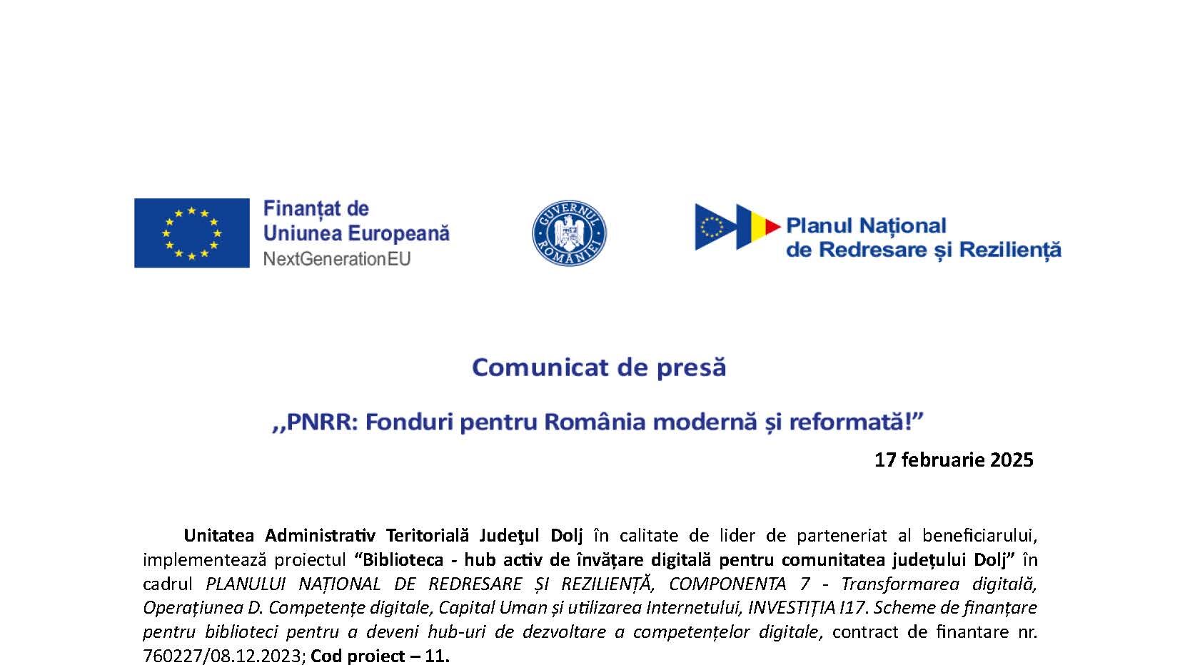 PNRR: Fonduri pentru România modernă și reformată!