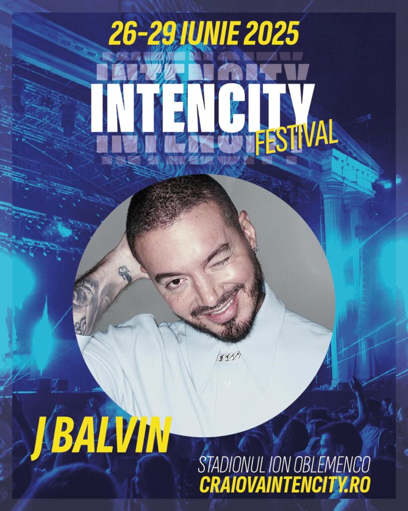 J Balvin este primul headliner anunțat pentru cea de-a patra ediție a Festivalului IntenCity, care va avea loc la Craiova, în perioada 26-29 iunie 2025.