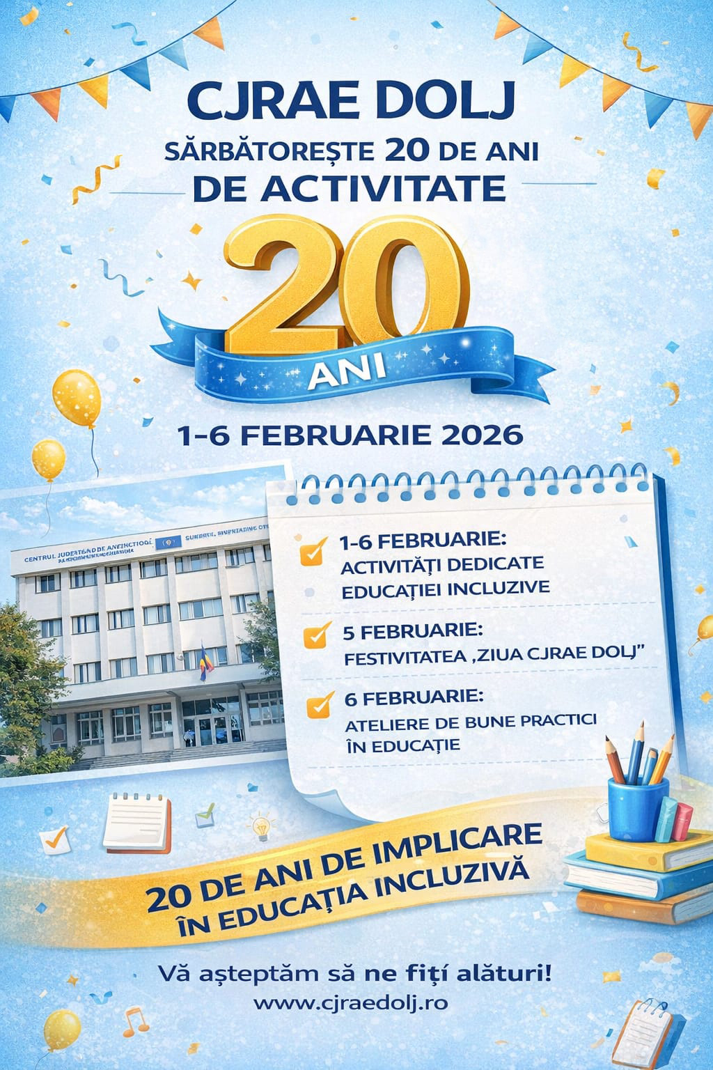 CJRAE Dolj sărbătorește 20 de ani de activitate printr-o serie de evenimente dedicate educației incluzive